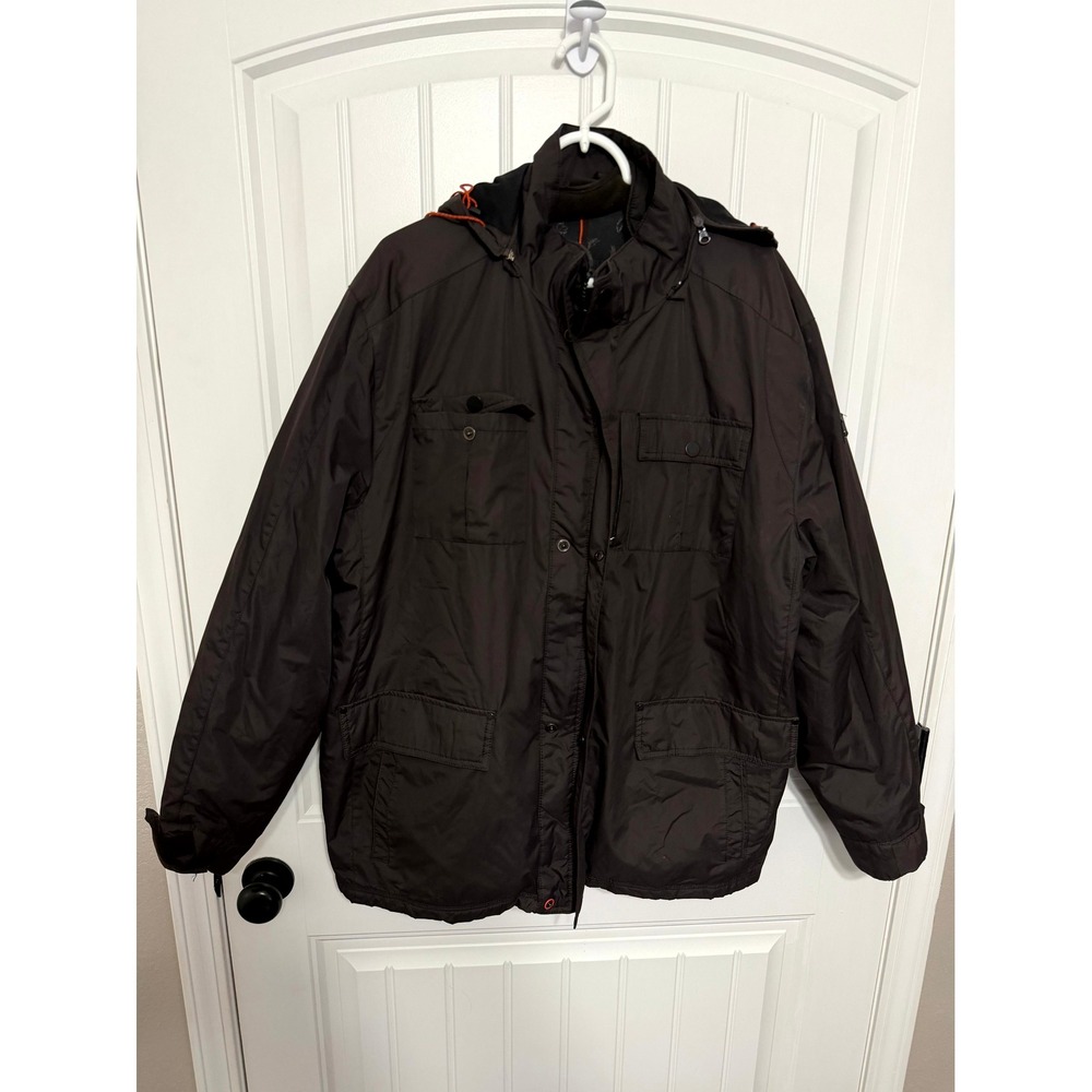 Hawke & Co Field Jacket Mens Large Brown Quilted Hooded Utility Coat
